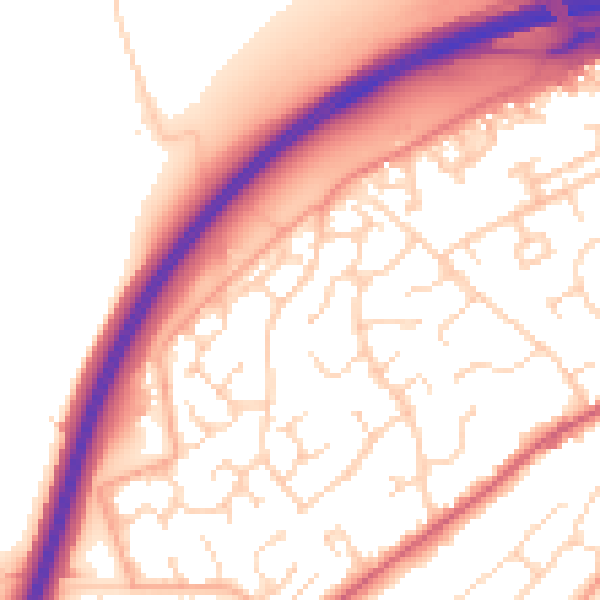 Daytime road noise heatmap for NR17 1YJ