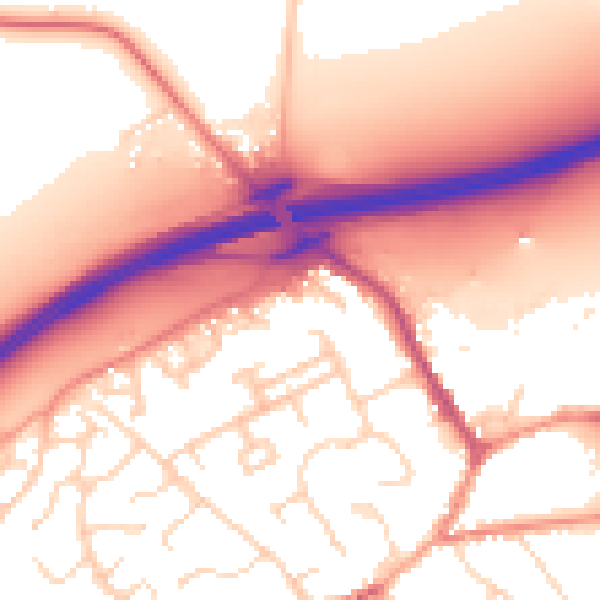 Daytime road noise heatmap for NR17 1YP