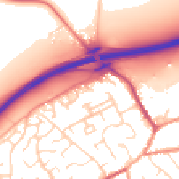 Daytime road noise heatmap for NR17 1YW