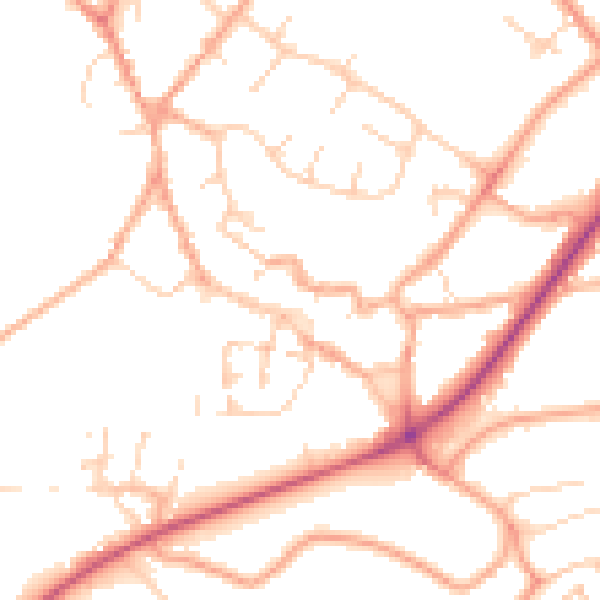 Daytime road noise heatmap for NR18 0AG