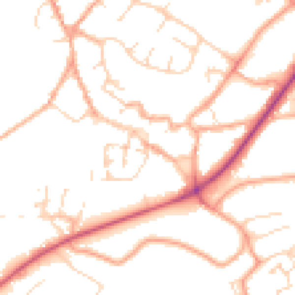 Daytime road noise heatmap for NR18 0AN