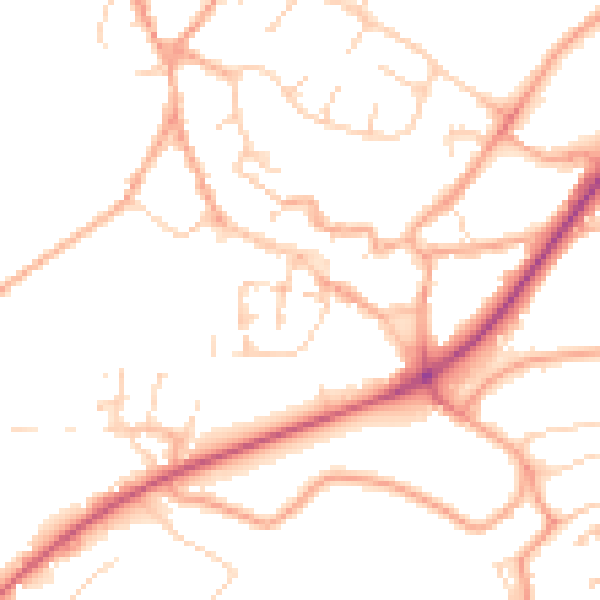 Daytime road noise heatmap for NR18 0AZ