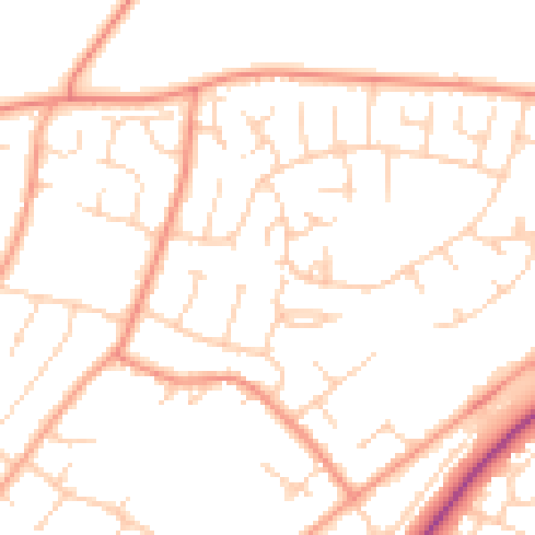 Daytime road noise heatmap for NR18 0EG