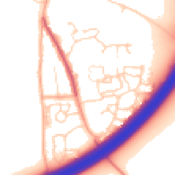 Daytime road noise heatmap for NR18 9GU