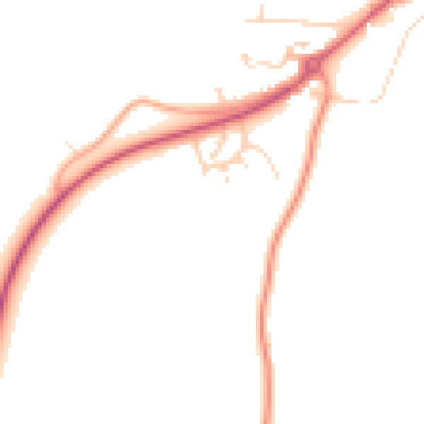 Daytime road noise heatmap for NR18 9GY