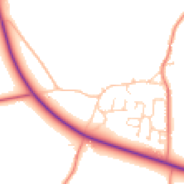 Daytime road noise heatmap for NR20 4RR