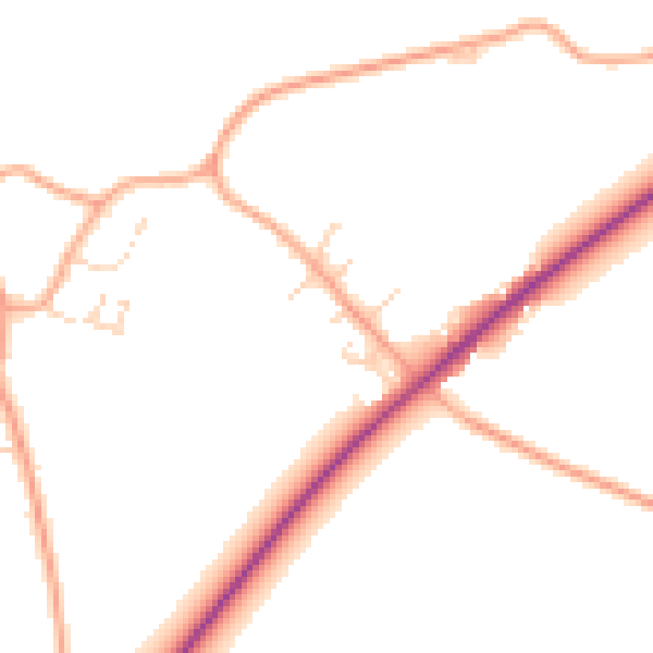 Daytime road noise heatmap for NR21 0NY