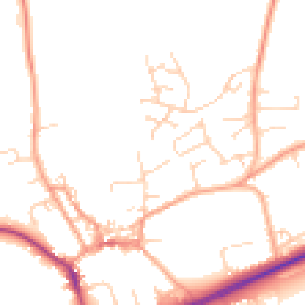 Daytime road noise heatmap for NR25 6AL