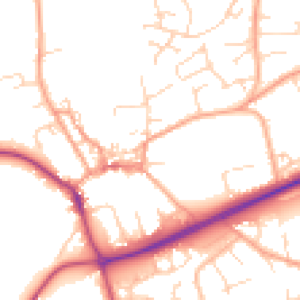 Daytime road noise heatmap for NR25 6BA