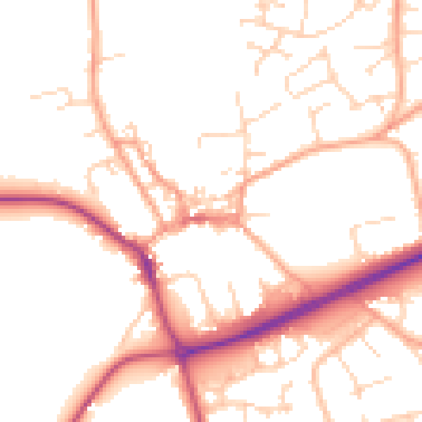 Daytime road noise heatmap for NR25 6BE