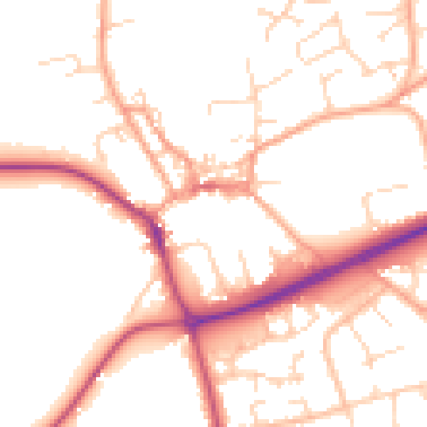 Daytime road noise heatmap for NR25 6BF