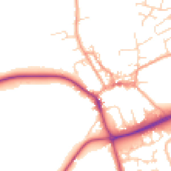 Daytime road noise heatmap for NR25 6BJ
