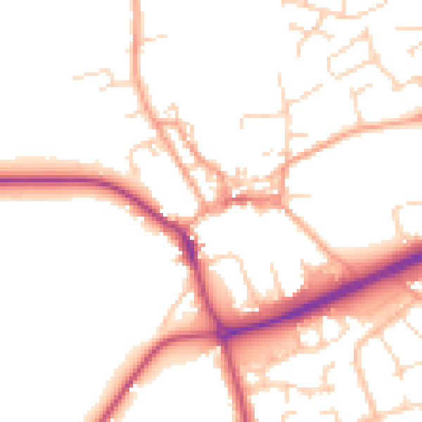 Daytime road noise heatmap for NR25 6BN