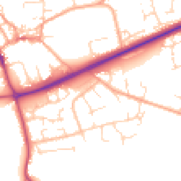 Daytime road noise heatmap for NR25 6BT