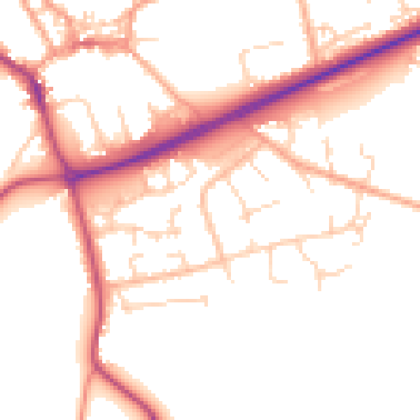 Daytime road noise heatmap for NR25 6BU