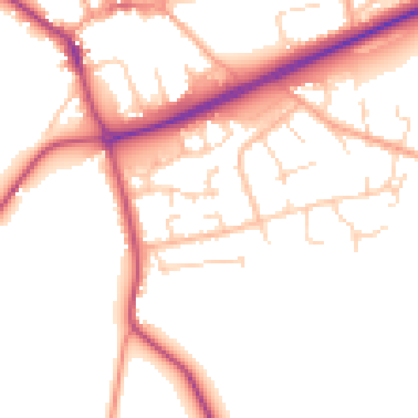 Daytime road noise heatmap for NR25 6BY