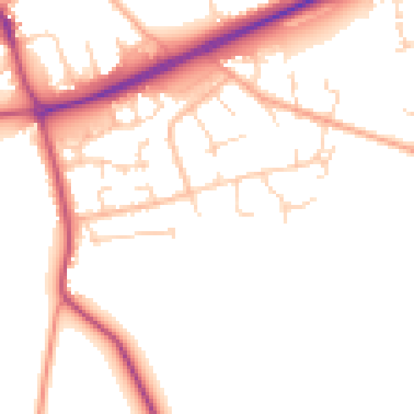 Daytime road noise heatmap for NR25 6BZ