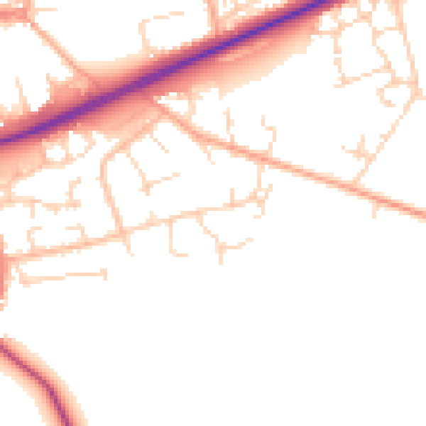 Daytime road noise heatmap for NR25 6DA