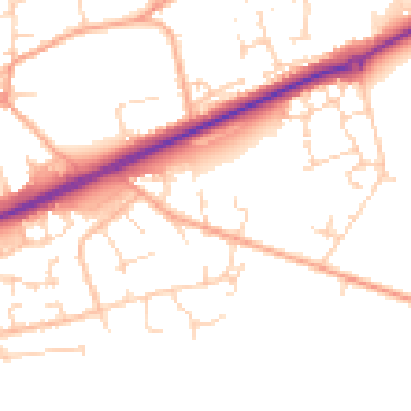 Daytime road noise heatmap for NR25 6DJ
