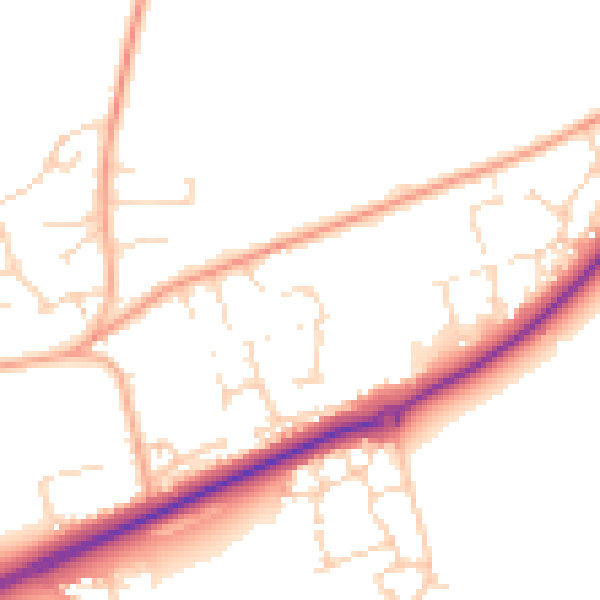 Daytime road noise heatmap for NR25 6EQ