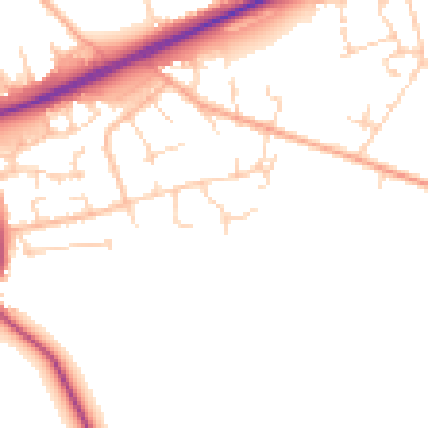 Daytime road noise heatmap for NR25 6EW
