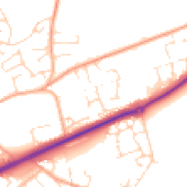 Daytime road noise heatmap for NR25 6FD