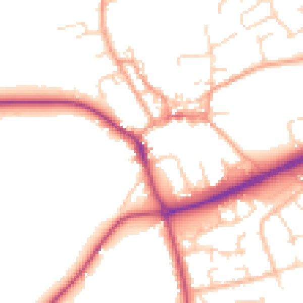 Daytime road noise heatmap for NR25 6SA