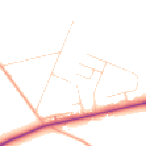 Daytime road noise heatmap for NR25 6UB