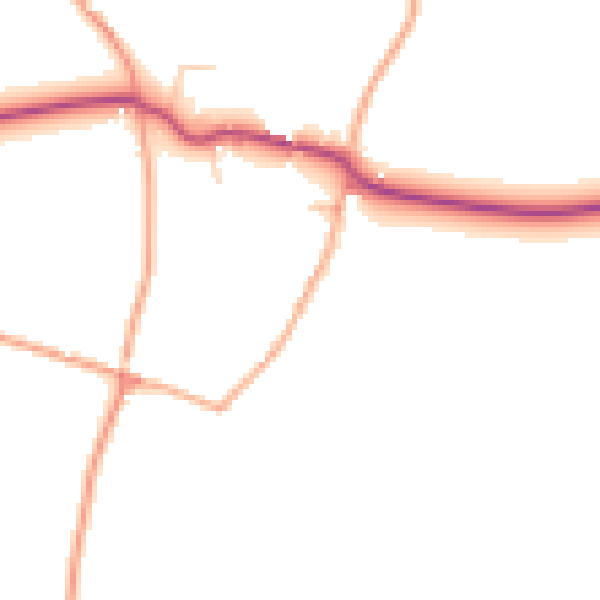 Daytime road noise heatmap for NR25 7YE