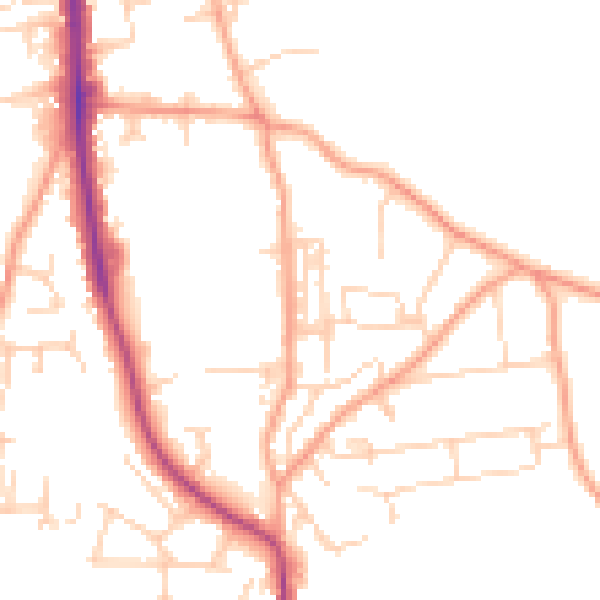 Daytime road noise heatmap for NR27 0AD