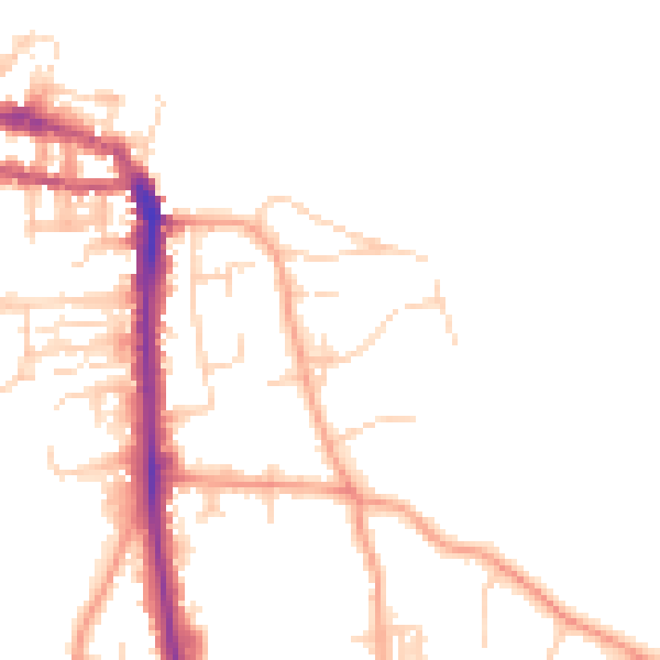 Daytime road noise heatmap for NR27 0AS
