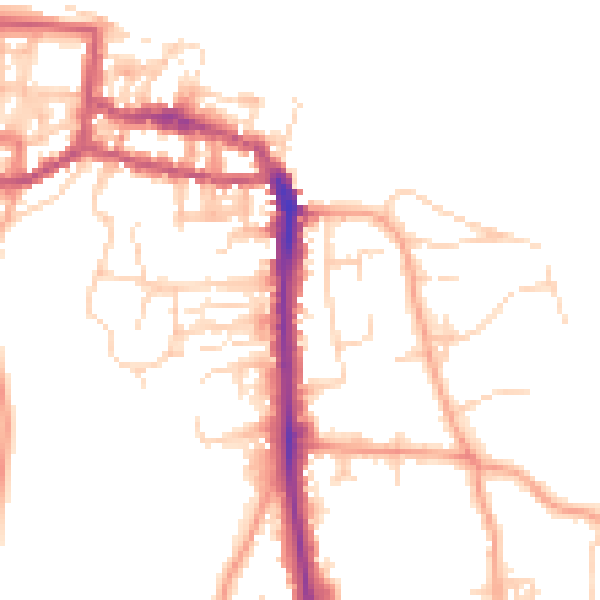 Daytime road noise heatmap for NR27 0AZ