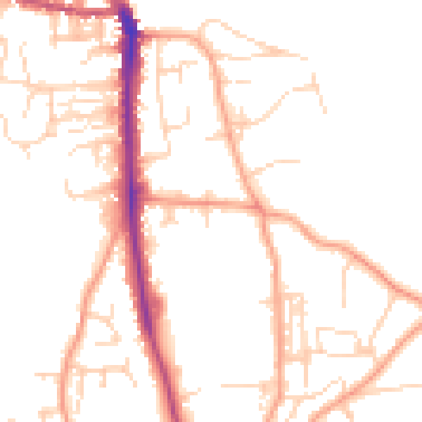 Daytime road noise heatmap for NR27 0BE