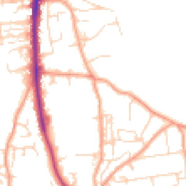 Daytime road noise heatmap for NR27 0BG
