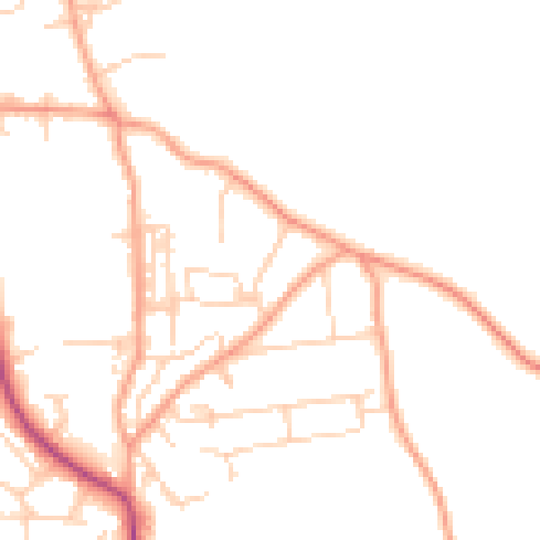 Daytime road noise heatmap for NR27 0BU