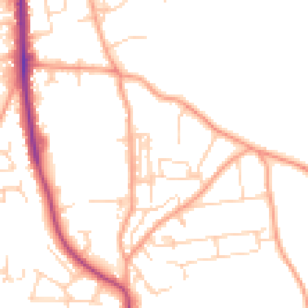 Daytime road noise heatmap for NR27 0BZ