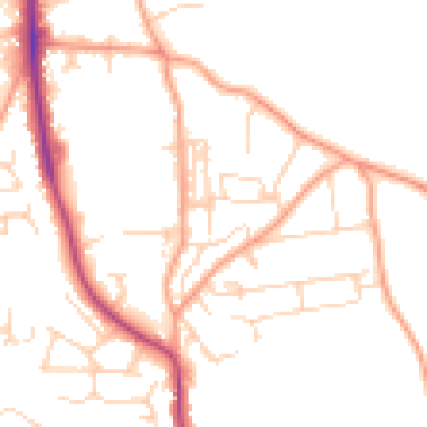 Daytime road noise heatmap for NR27 0DB