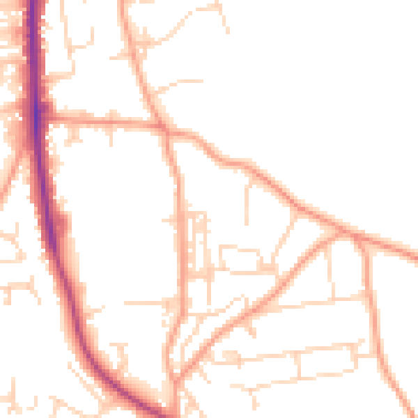 Daytime road noise heatmap for NR27 0DD