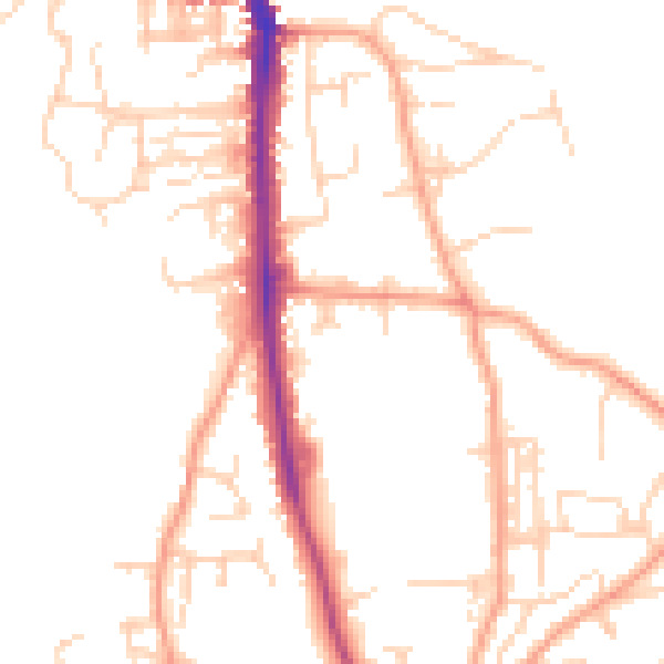 Daytime road noise heatmap for NR27 0DE