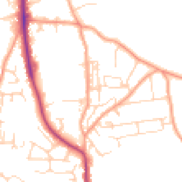Daytime road noise heatmap for NR27 0DF