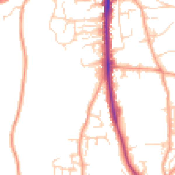 Daytime road noise heatmap for NR27 0EU