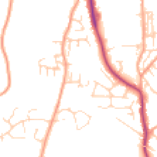 Daytime road noise heatmap for NR27 0QA