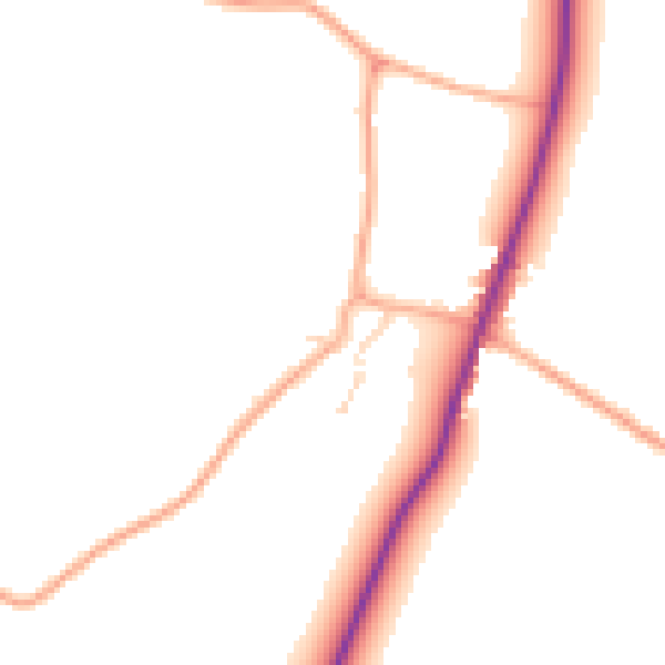 Daytime road noise heatmap for NR34 0FR