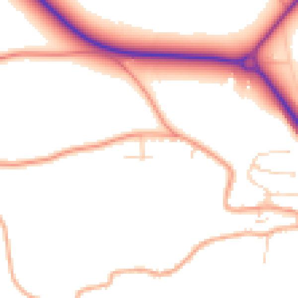 Daytime road noise heatmap for NR34 0HT