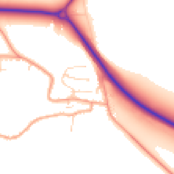 Daytime road noise heatmap for NR34 0LE