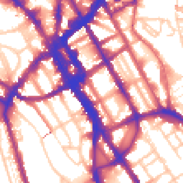 Daytime road noise heatmap for NW1 0AA