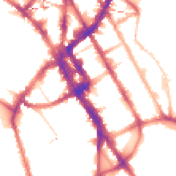 Night-time road noise heatmap for NW1 0AB