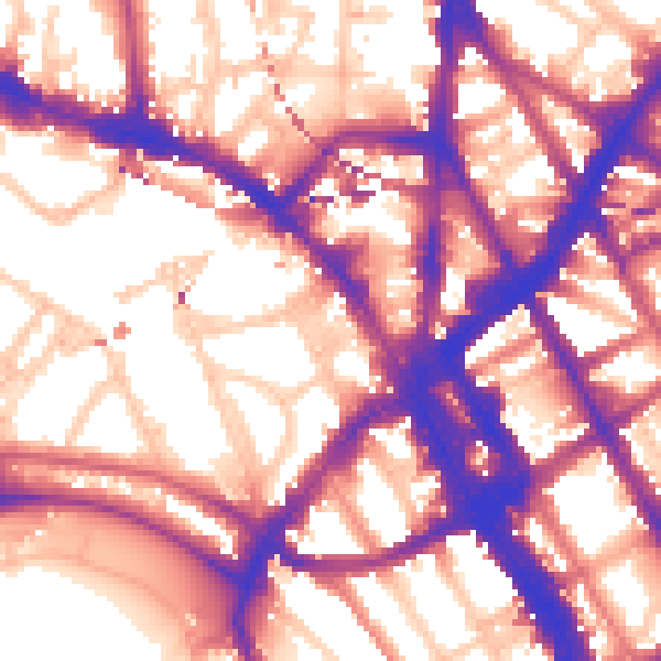 Daytime road noise heatmap for NW1 7HE