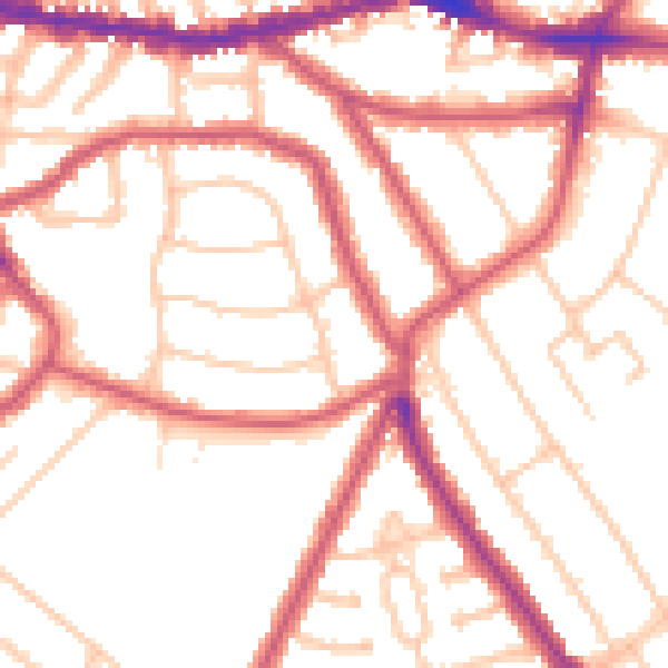 Daytime road noise heatmap for NW10 2AA