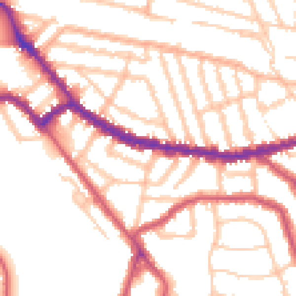 Daytime road noise heatmap for NW10 2SB